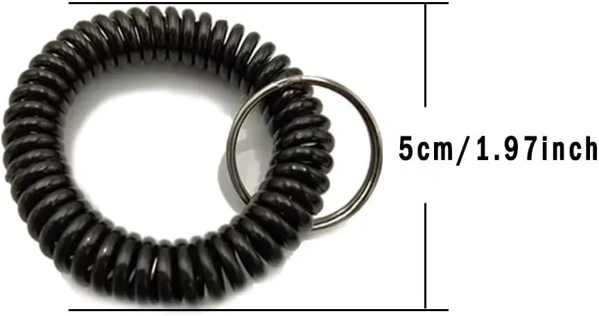 100Pcs black Stretchy Keychain Key Ring Bracelet Chain Bracelet Spiral Wrist Coil Wristband Keychain Wristlet