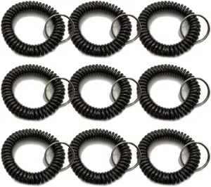 100Pcs black Stretchy Keychain Key Ring Bracelet Chain Bracelet Spiral Wrist Coil Wristband Keychain Wristlet
