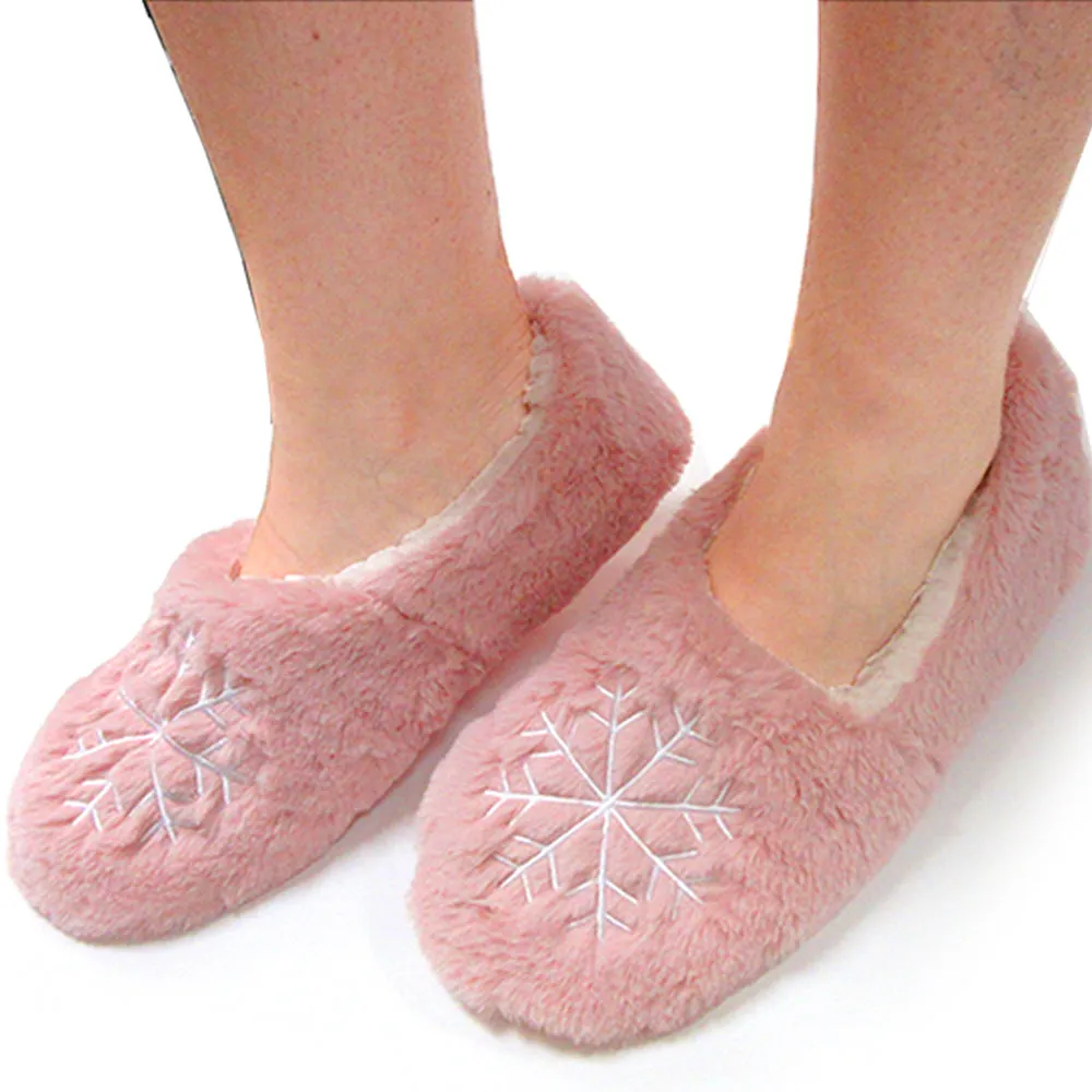 2 Pair Women Fuzzy Slippers Snowflake Winter Fur Thermal Warm Furry House Shoes