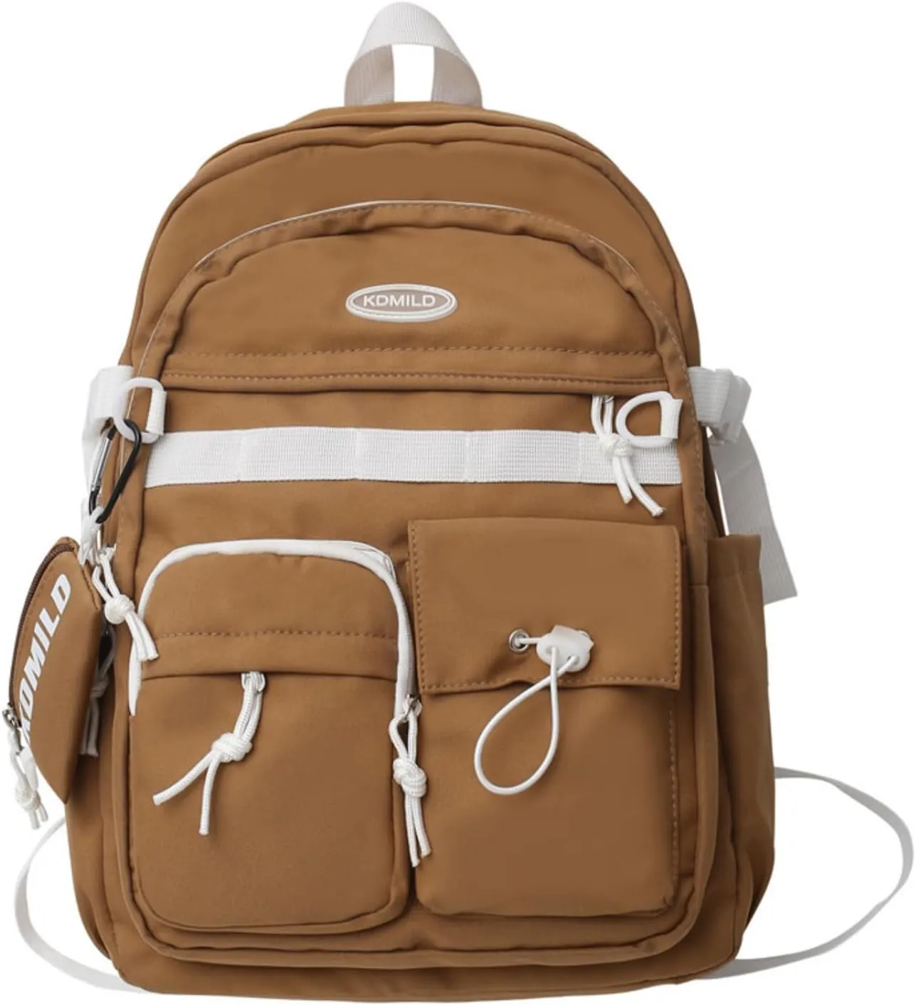 2025 Preppy Backpack with Coin Purse Y2k Japanese Harajuku Backpack Aesthetic Cool College Daypack Fit 15.6" Laptop (Brown,One Size)