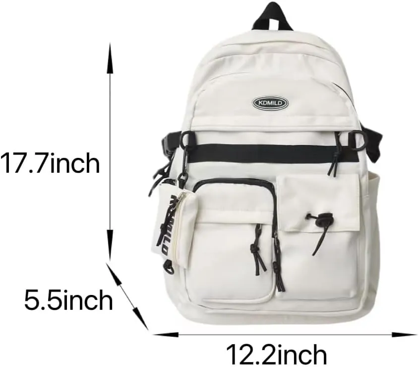 2025 Preppy Backpack with Coin Purse Y2k Japanese Harajuku Backpack Aesthetic Cool College Daypack Fit 15.6" Laptop (Brown,One Size)