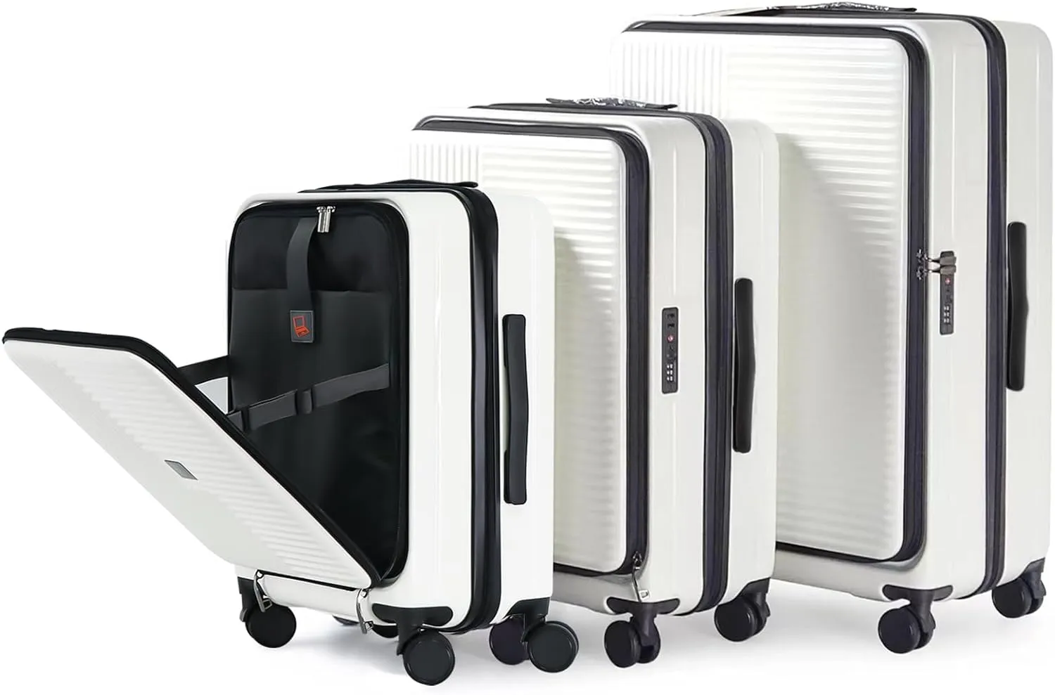 3-Piece Hard Shell Luggage Set with TSA Lock, Front-Opening Design, 20/24/28 Inch Spinner Suitcases for Travel