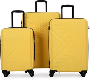 3-Piece Luggage Set for Stress-Free Travel, Lightweight ABS with TSA Lock and Spinner Wheels, Yellow