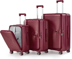 3-Piece Luggage Sets, Expandable Carry On Luggage with TSA Lock, Lightweight PC Hardside Suitcase with Wheels, Travel Harshell Spinner Luggage for Business Trips, Vacations (Wine Red, 20/24/28)