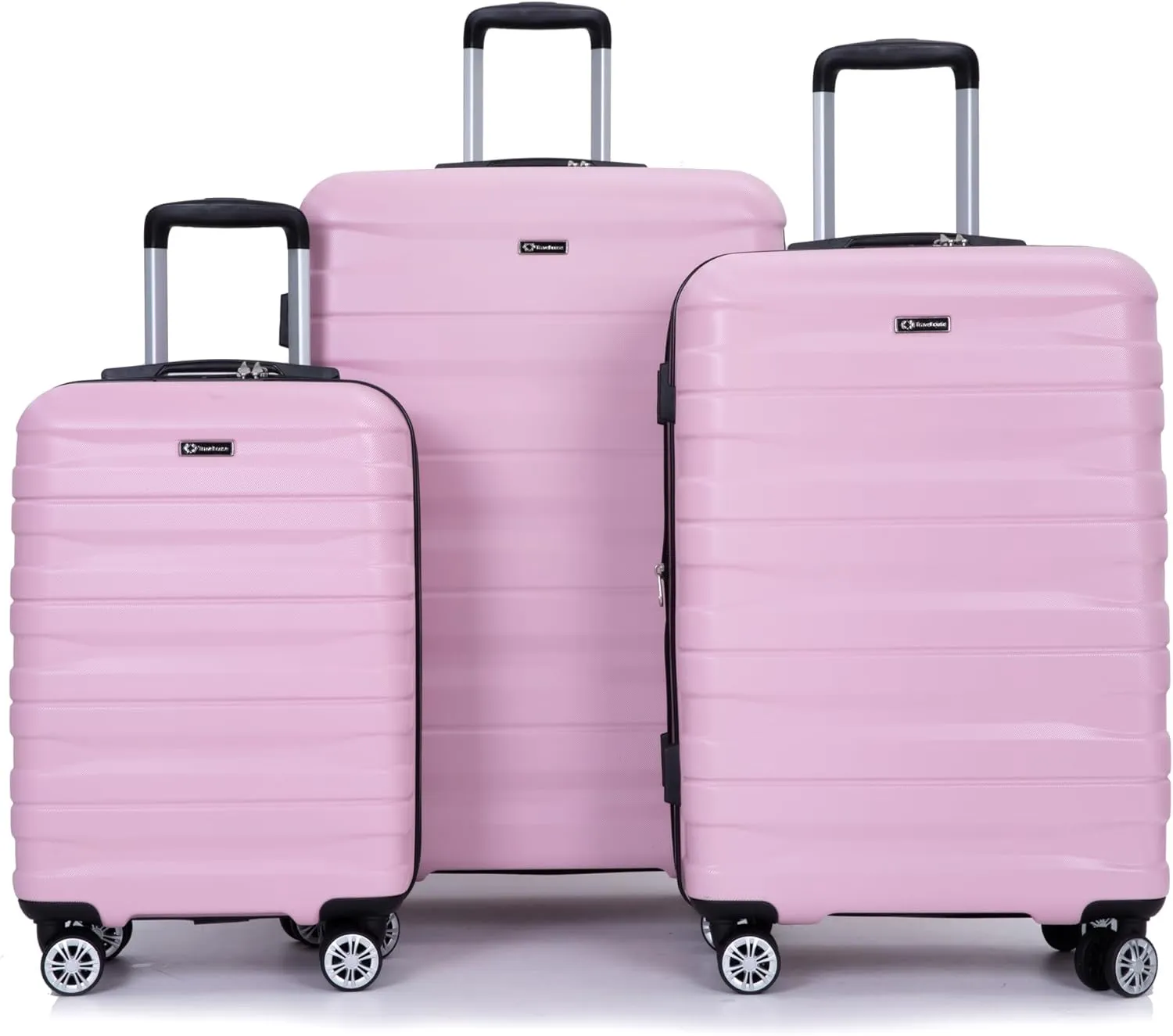 3 Piece Luggage Sets PC Lightweight & Durable Expandable Suitcase with Two Hooks, Double Spinner Wheels, TSA Lock, (21/25/29) Pink