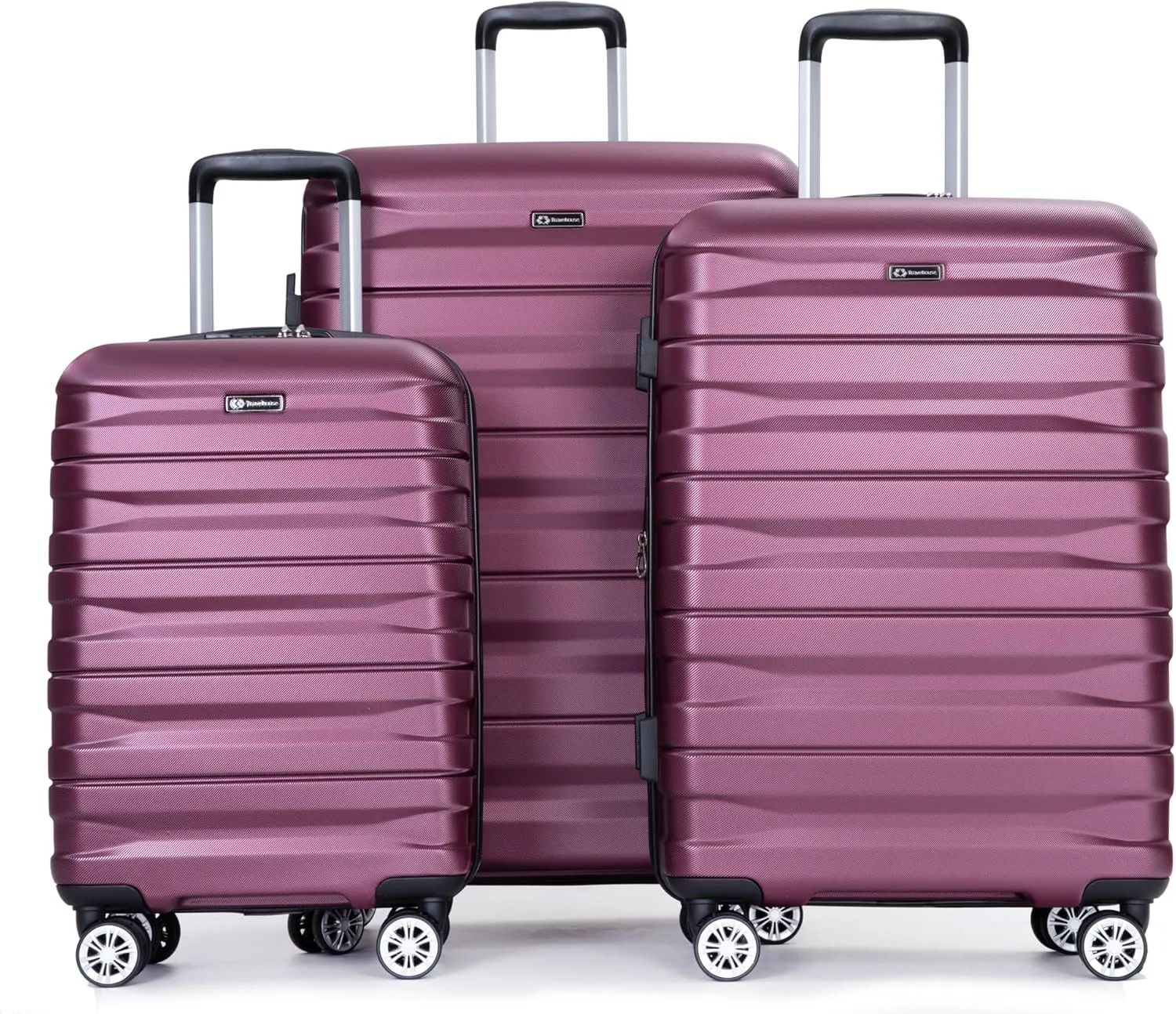 3 Piece Luggage Sets PC Lightweight & Durable Expandable Suitcase with Two Hooks, Double Spinner Wheels, TSA Lock, (21/25/29) Wine Red