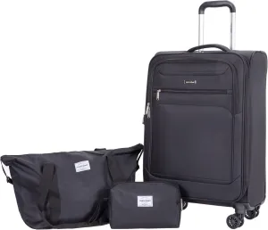 3-Piece Set (18/Travelbag/Toiletry Bag), Softshell Spinner Wheels Luggage
