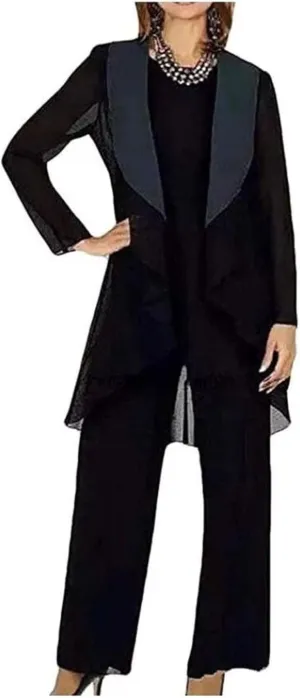 3 Pieces Mother of The Bride Pant Suits for Wedding Chiffon Formal Pant Suit for Women Dressy
