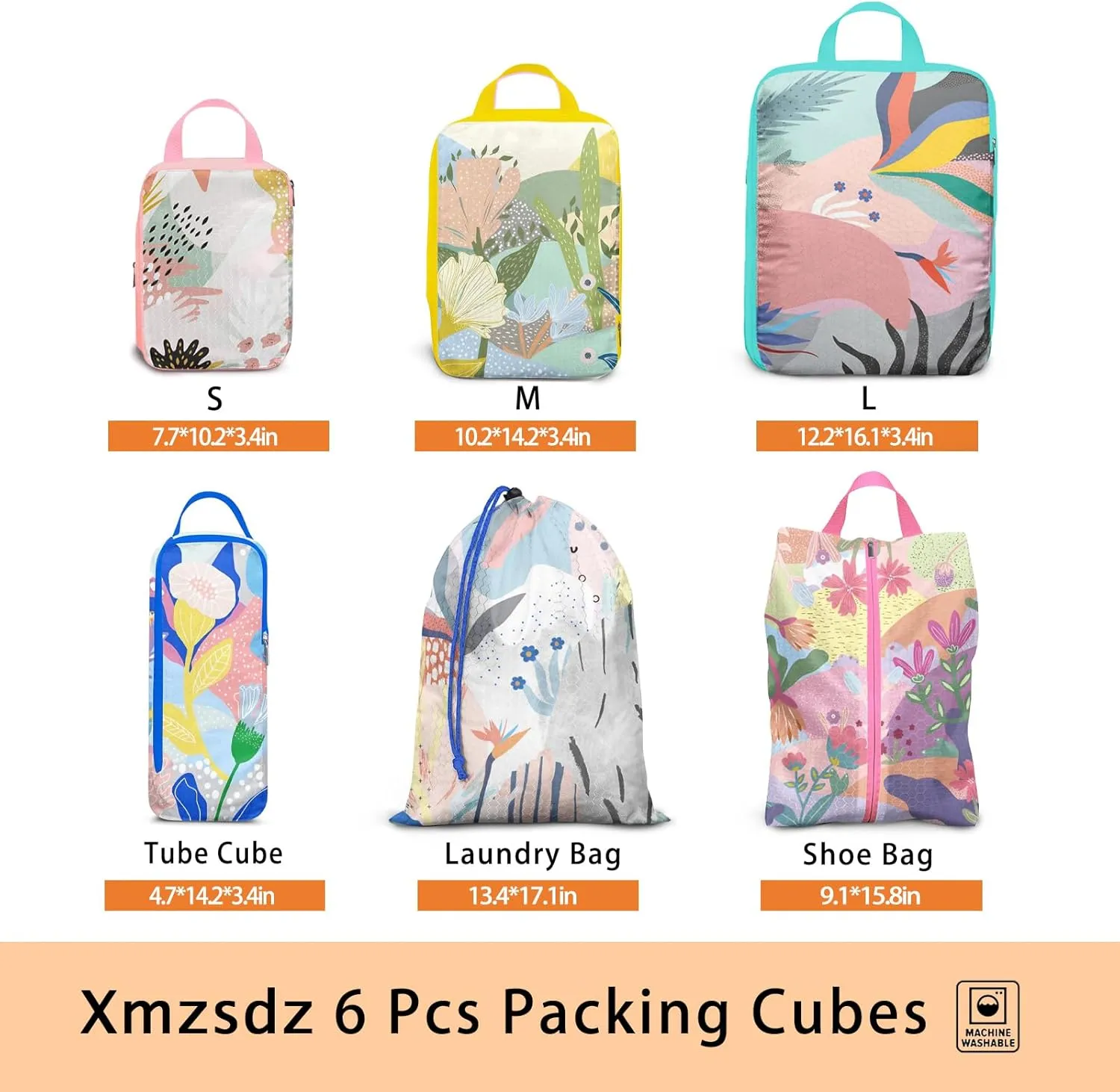 6 Pcs Compression Packing Cubes for Travel Suitcases, Waterproof Luggage Organizer Bags Set, Washable Packaging Cubes for Women Backpack Travel Perfect for Carry-Ons and Storage