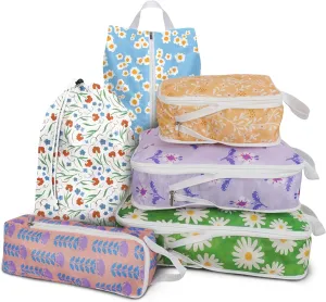 6 Pcs Compression Packing Cubes for Travel Suitcases, Waterproof Luggage Organizer Bags Set, Washable Packaging Cubes for Women Backpack Travel Perfect for Carry-Ons and Storage
