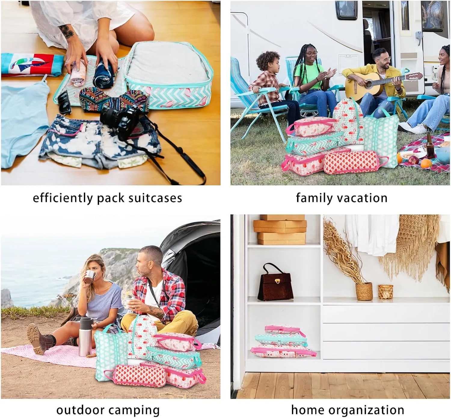 6 Pcs Compression Packing Cubes for Travel Suitcases, Waterproof Luggage Organizer Bags Set, Washable Packaging Cubes for Women Backpack Travel Perfect for Carry-Ons and Storage