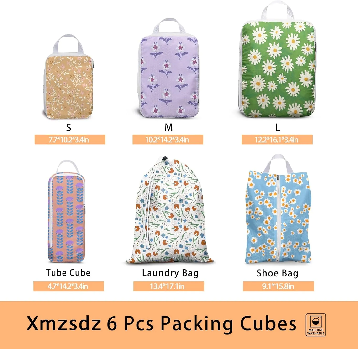 6 Pcs Compression Packing Cubes for Travel Suitcases, Waterproof Luggage Organizer Bags Set, Washable Packaging Cubes for Women Backpack Travel Perfect for Carry-Ons and Storage