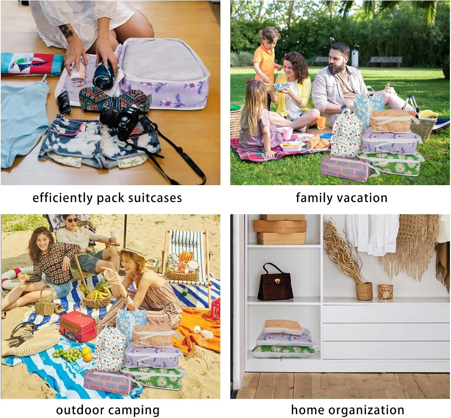 6 Pcs Compression Packing Cubes for Travel Suitcases, Waterproof Luggage Organizer Bags Set, Washable Packaging Cubes for Women Backpack Travel Perfect for Carry-Ons and Storage