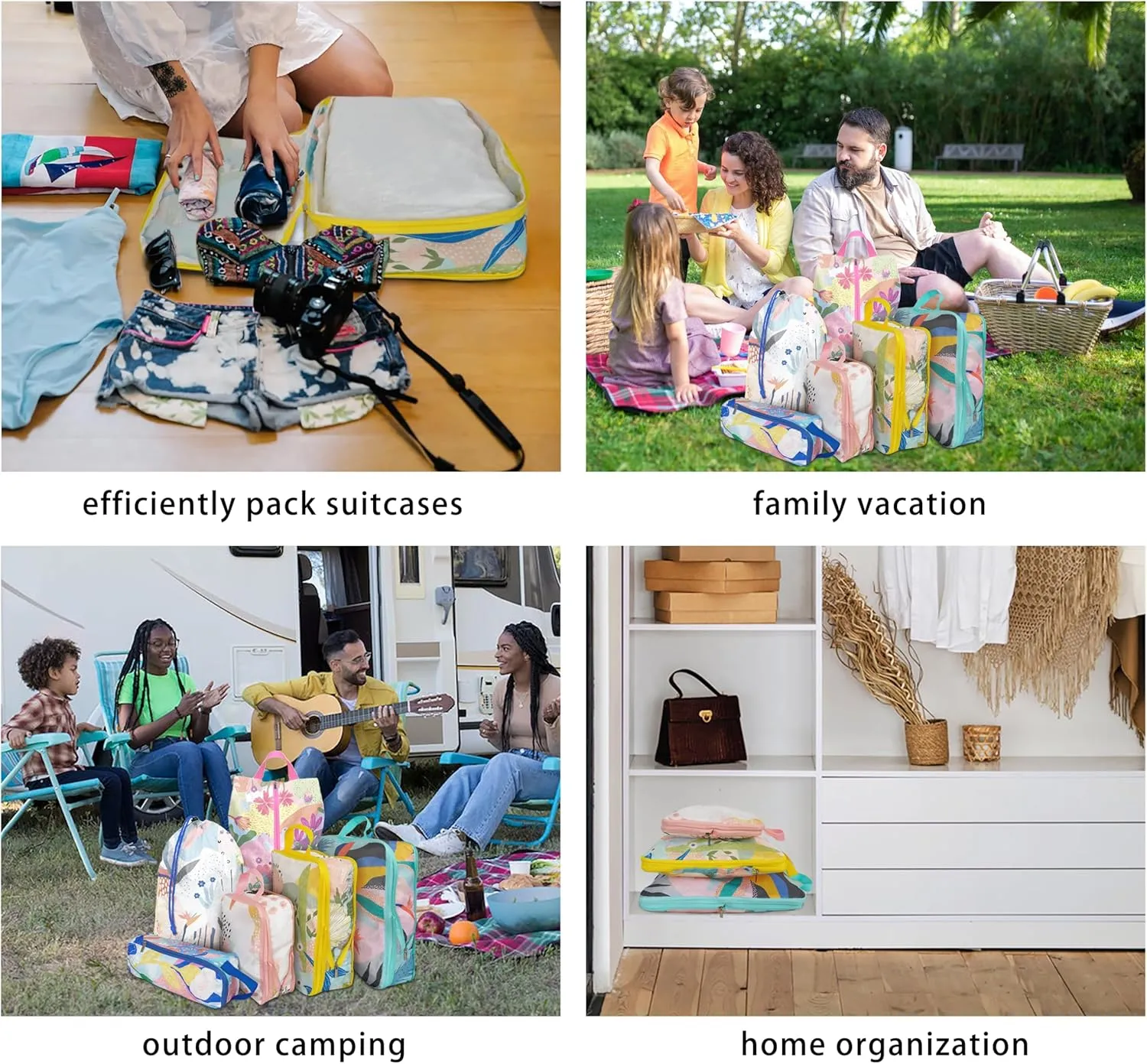 6 Pcs Compression Packing Cubes for Travel Suitcases, Waterproof Luggage Organizer Bags Set, Washable Packaging Cubes for Women Backpack Travel Perfect for Carry-Ons and Storage