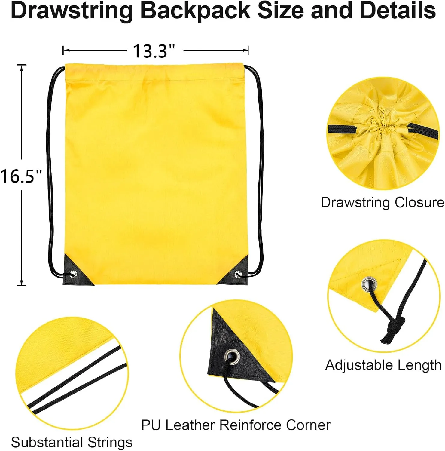 8Pcs Drawstring Bags Bulk Cinch Bag, Polyester String Bag Drawstring Backpack for Trip Party Camping Sports Gym Yoga Soft