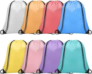 8Pcs Drawstring Bags Bulk Cinch Bag, Polyester String Bag Drawstring Backpack for Trip Party Camping Sports Gym Yoga Soft