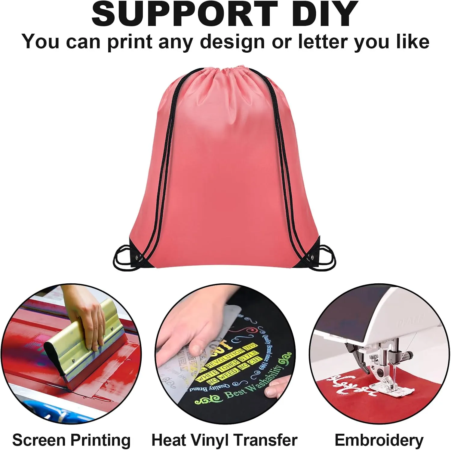 8Pcs Drawstring Bags Bulk Cinch Bag, Polyester String Bag Drawstring Backpack for Trip Party Camping Sports Gym Yoga Soft