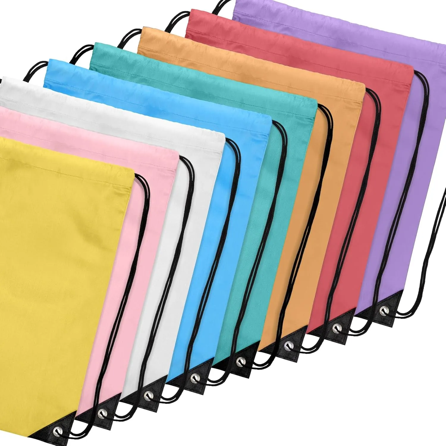 8Pcs Drawstring Bags Bulk Cinch Bag, Polyester String Bag Drawstring Backpack for Trip Party Camping Sports Gym Yoga Soft