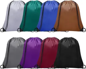 8Pcs Drawstring Bags Bulk Cinch Bag, Polyester String Bag Drawstring Backpack for Trip Party Camping Sports Gym YogaDark