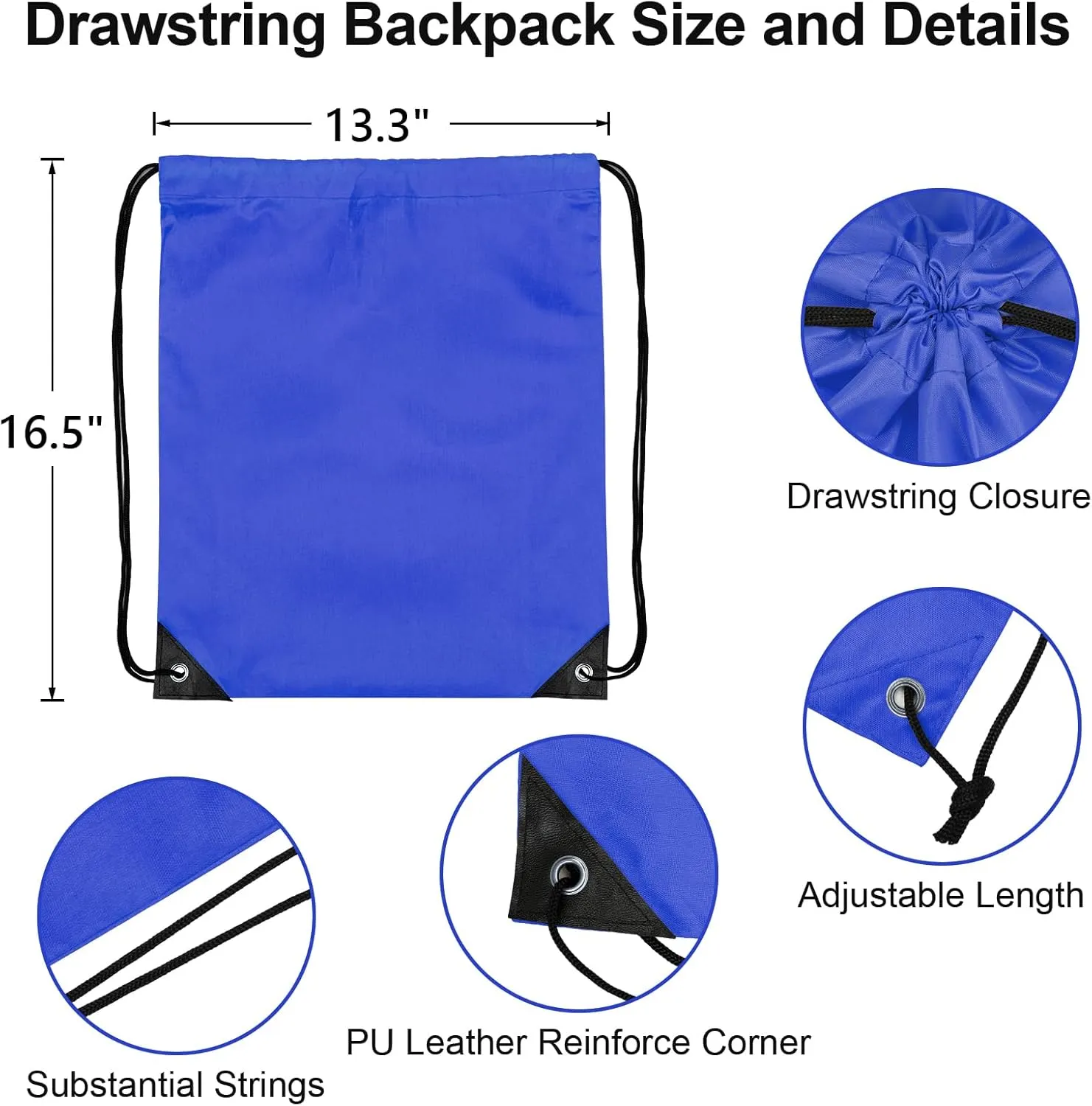 8Pcs Drawstring Bags Bulk Cinch Bag, Polyester String Bag Drawstring Backpack for Trip Party Camping Sports Gym YogaDark