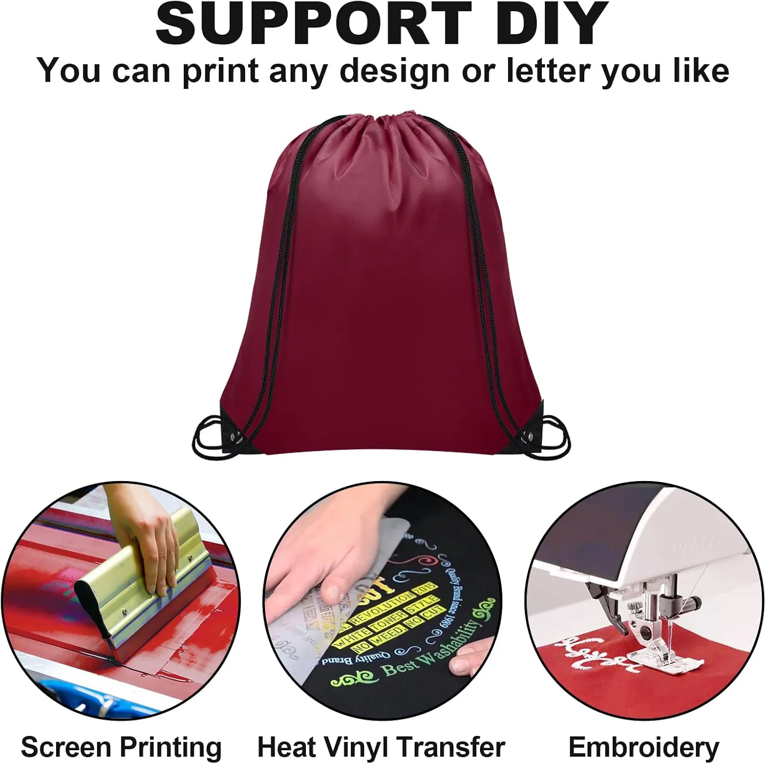 8Pcs Drawstring Bags Bulk Cinch Bag, Polyester String Bag Drawstring Backpack for Trip Party Camping Sports Gym YogaDark