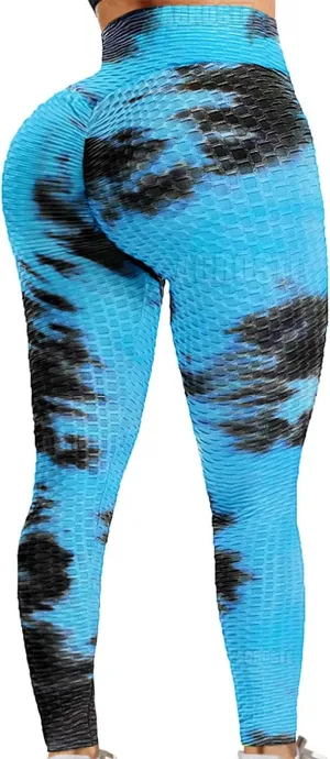 A AGROSTE Women's High Waist Yoga Pants Tummy Control Workout Ruched Butt Lifting Stretchy Leggings Textured Booty Tights