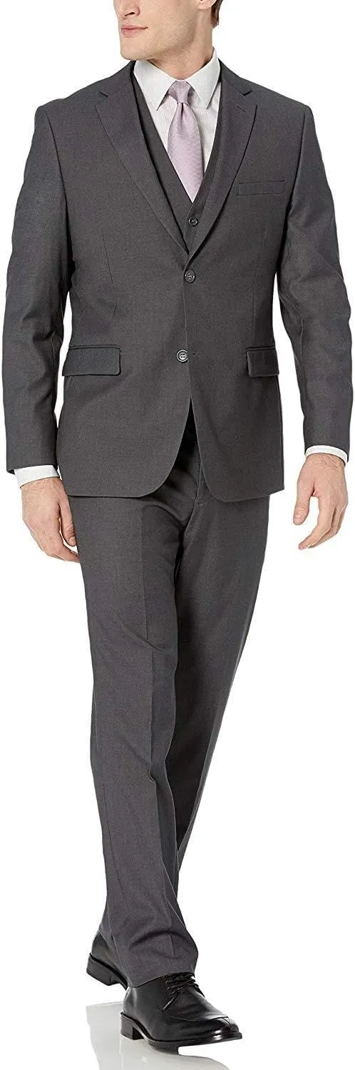 Adam Baker Men's Slim Fit 3-Piece (Jacket, Vets, Trousers) Vested Suit Set - Many Sizes & Colors Available