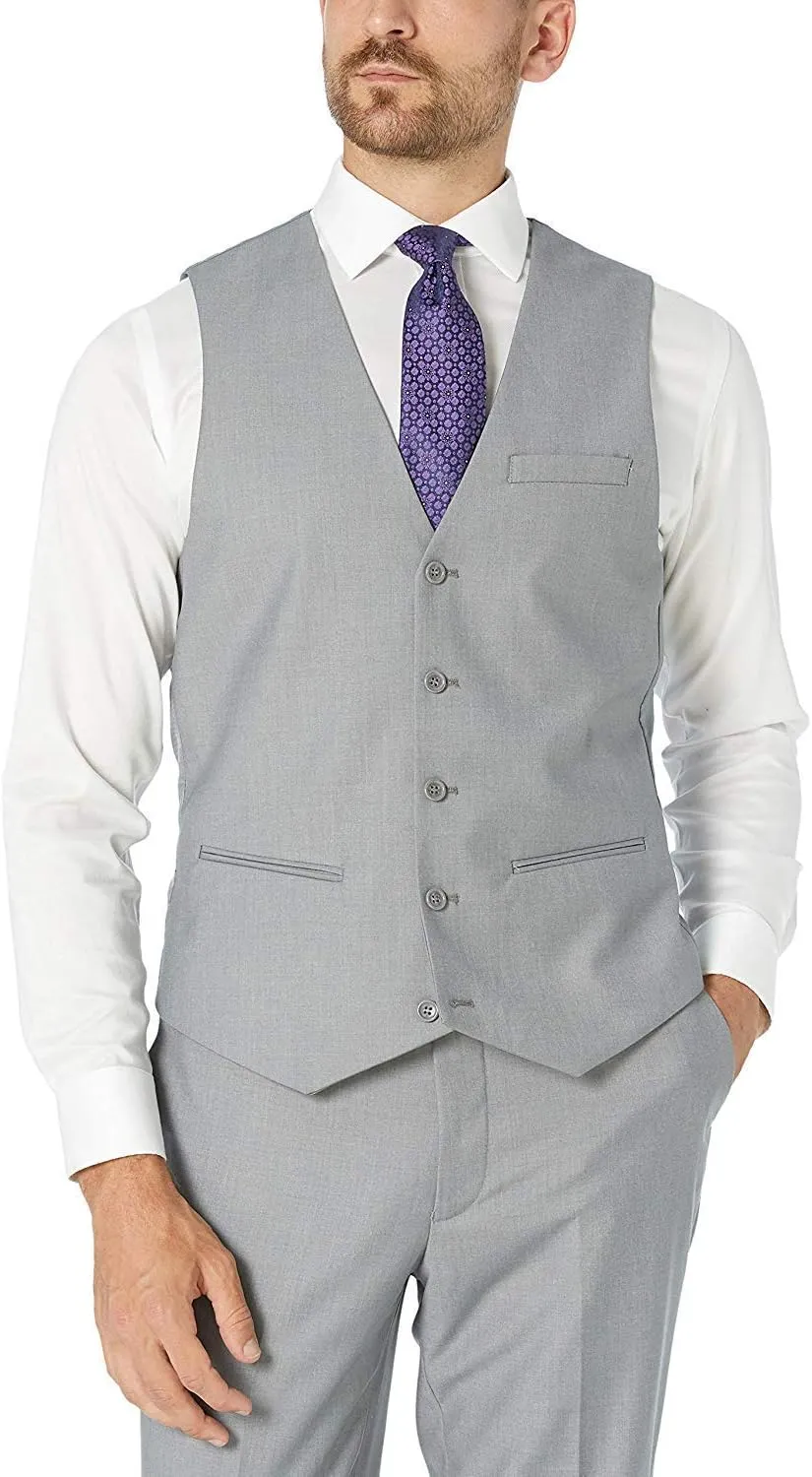 Adam Baker Men's Slim Fit 3-Piece (Jacket, Vets, Trousers) Vested Suit Set - Many Sizes & Colors Available