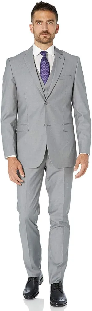 Adam Baker Men's Slim Fit 3-Piece (Jacket, Vets, Trousers) Vested Suit Set - Many Sizes & Colors Available