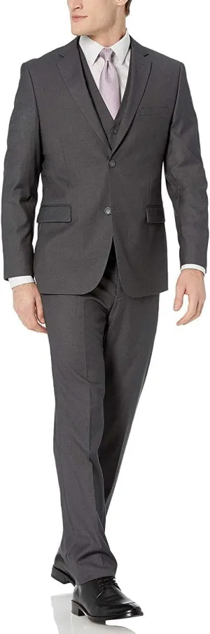 Adam Baker Men's Slim Fit 3-Piece (Jacket, Vets, Trousers) Vested Suit Set - Many Sizes & Colors Available