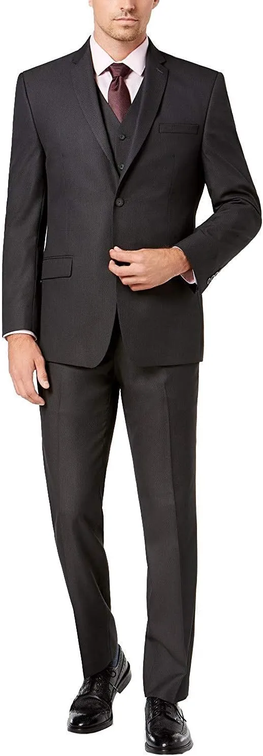 Adam Baker Men's Slim Fit 3-Piece (Jacket, Vets, Trousers) Vested Suit Set - Many Sizes & Colors Available
