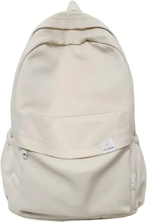 Aesthetic Backpack for Women Preppy College Backpack Classic Casual Daypack Kawaii Laptop Backpack Light Rucksack (One Size,Beige)