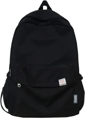 Aesthetic Backpack for Women Preppy College Backpack Classic Casual Daypack Kawaii Laptop Backpack Light Rucksack (One Size,Black)