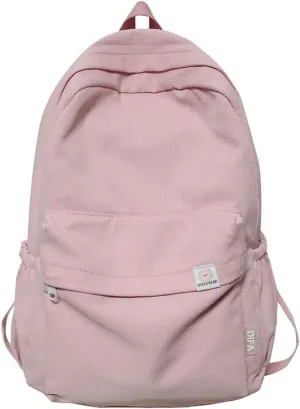 Aesthetic Backpack for Women Preppy College Backpack Classic Casual Daypack Kawaii Laptop Backpack Light Rucksack (One Size,Pastel Pink)