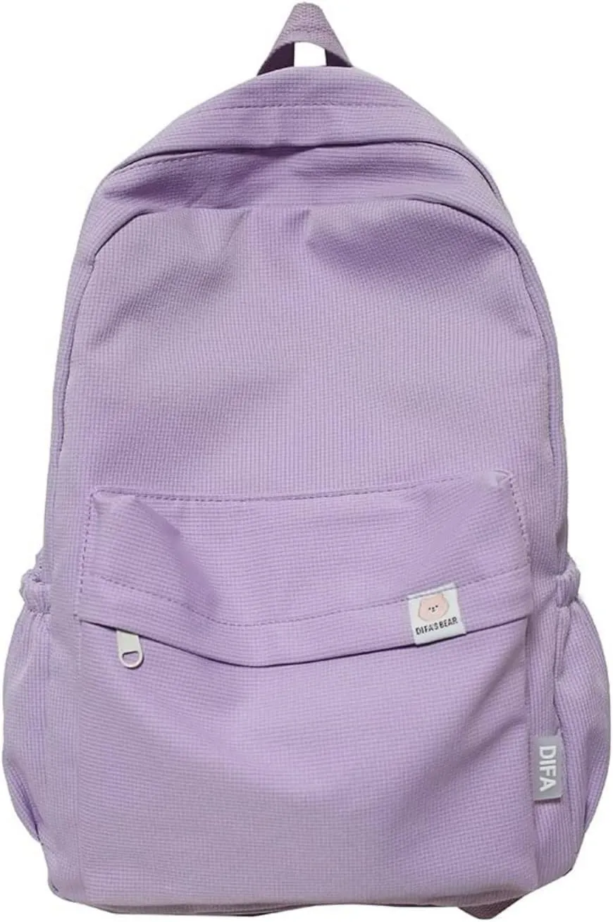 Aesthetic Backpack for Women Preppy College Backpack Classic Casual Daypack Kawaii Laptop Backpack Light Rucksack (One Size,Purple)