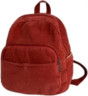 Aesthetic Backpack Mini Classic Corduroy College Backpack for Women Cute Retro Grunge Backpack Casual Daypack (One Size,Red)