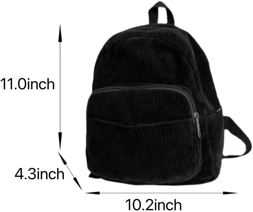 Aesthetic Backpack Mini Classic Corduroy College Backpack for Women Cute Retro Grunge Backpack Casual Daypack (One Size,Red)