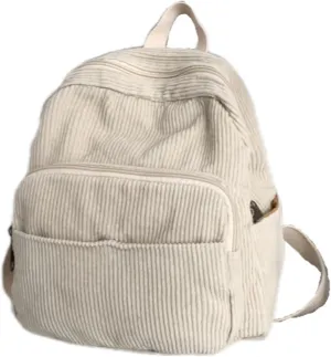 Aesthetic Backpack Mini Classic Corduroy College Backpack for Women Cute Retro Grunge Backpack Casual Daypack (One Size,White)