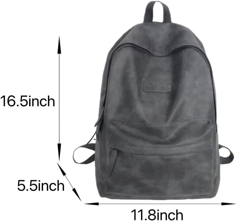 Aesthetic PU Leather Backpack Y2k Cool College Bag Fit 15.6 Inch Laptop Waterproof Alt Emo Japanese Harajuku Daypack (Black,One Size)