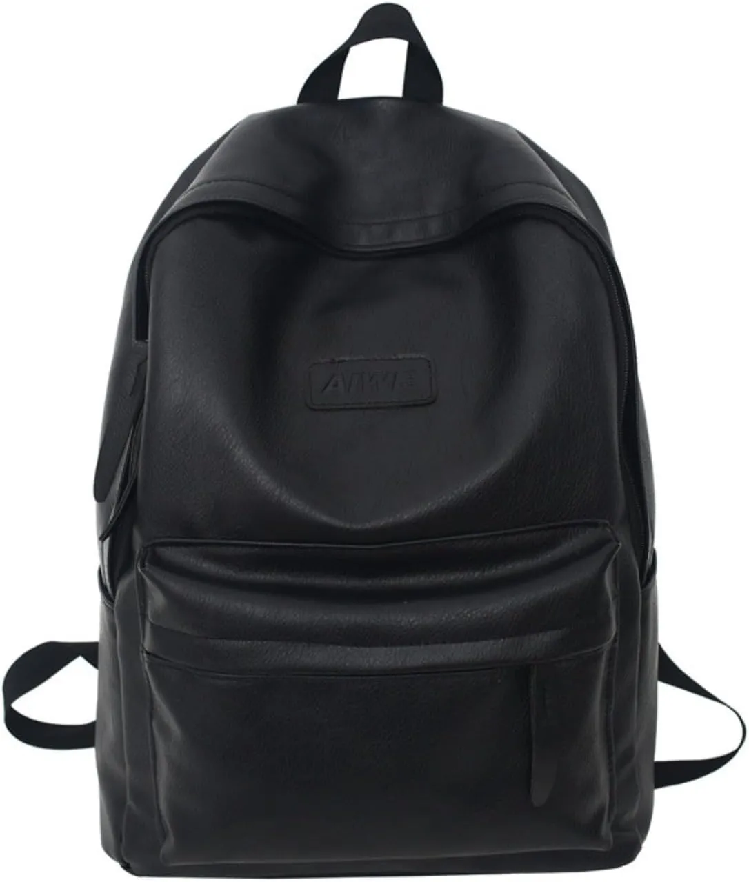 Aesthetic PU Leather Backpack Y2k Cool College Bag Fit 15.6 Inch Laptop Waterproof Alt Emo Japanese Harajuku Daypack (Black,One Size)