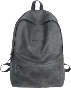 Aesthetic PU Leather Backpack Y2k Cool College Bag Fit 15.6 Inch Laptop Waterproof Alt Emo Japanese Harajuku Daypack (Grey,One Size)