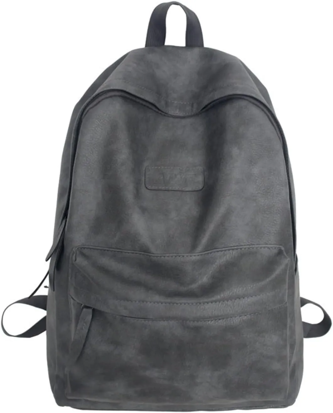 Aesthetic PU Leather Backpack Y2k Cool College Bag Fit 15.6 Inch Laptop Waterproof Alt Emo Japanese Harajuku Daypack (Grey,One Size)