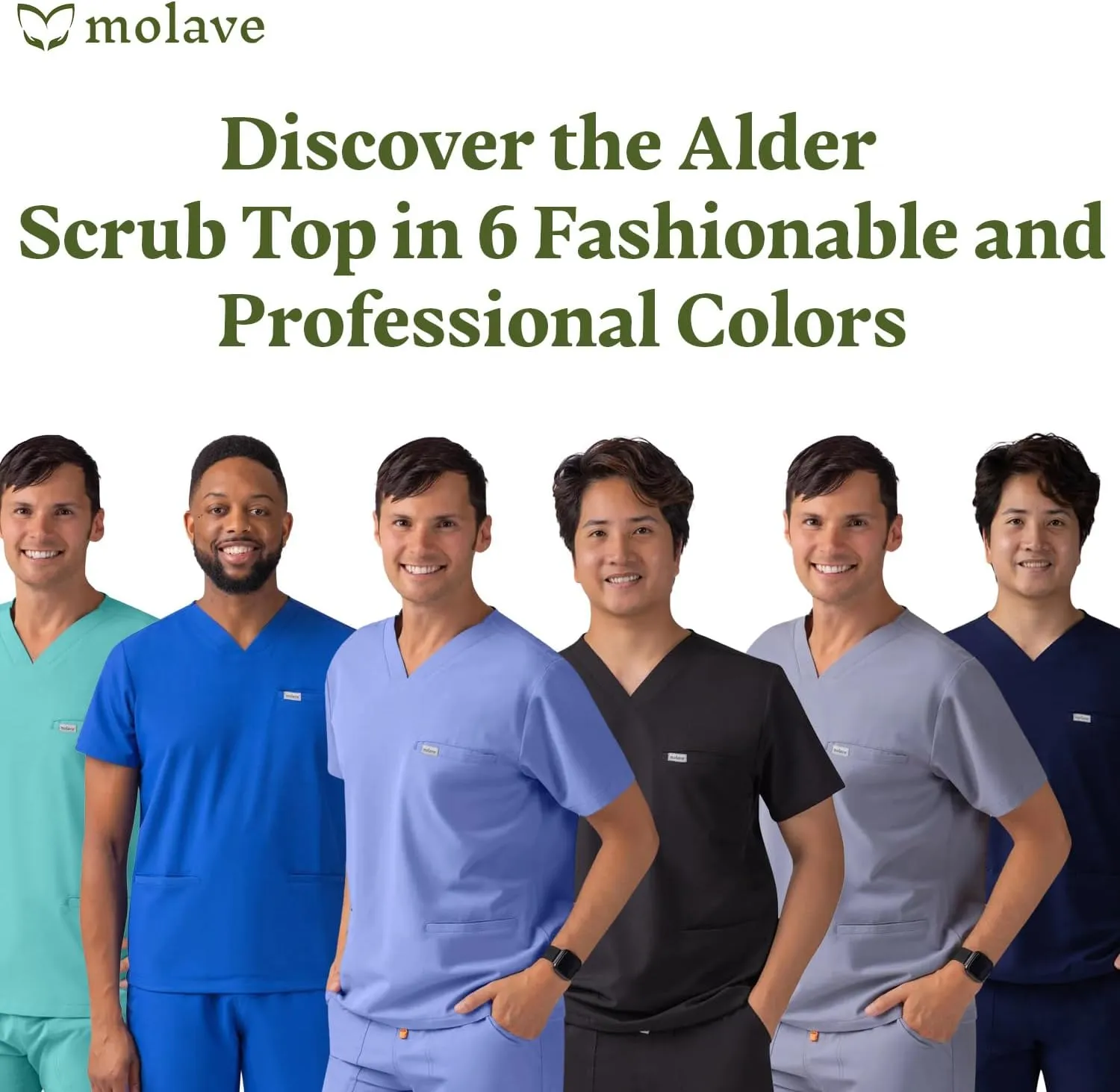 Alder Men's Scrub Top - Classic Fit, V-Neck Men Scrubs with 3 Pockets - Soft Stretch Healthcare Scrub Top - Easy Care for Men