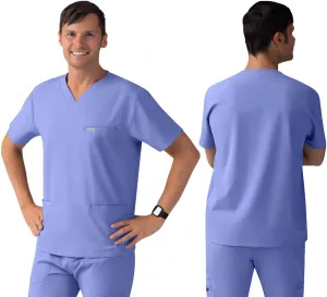 Alder Men's Scrub Top - Classic Fit, V-Neck Men Scrubs with 3 Pockets - Soft Stretch Healthcare Scrub Top - Easy Care for Men