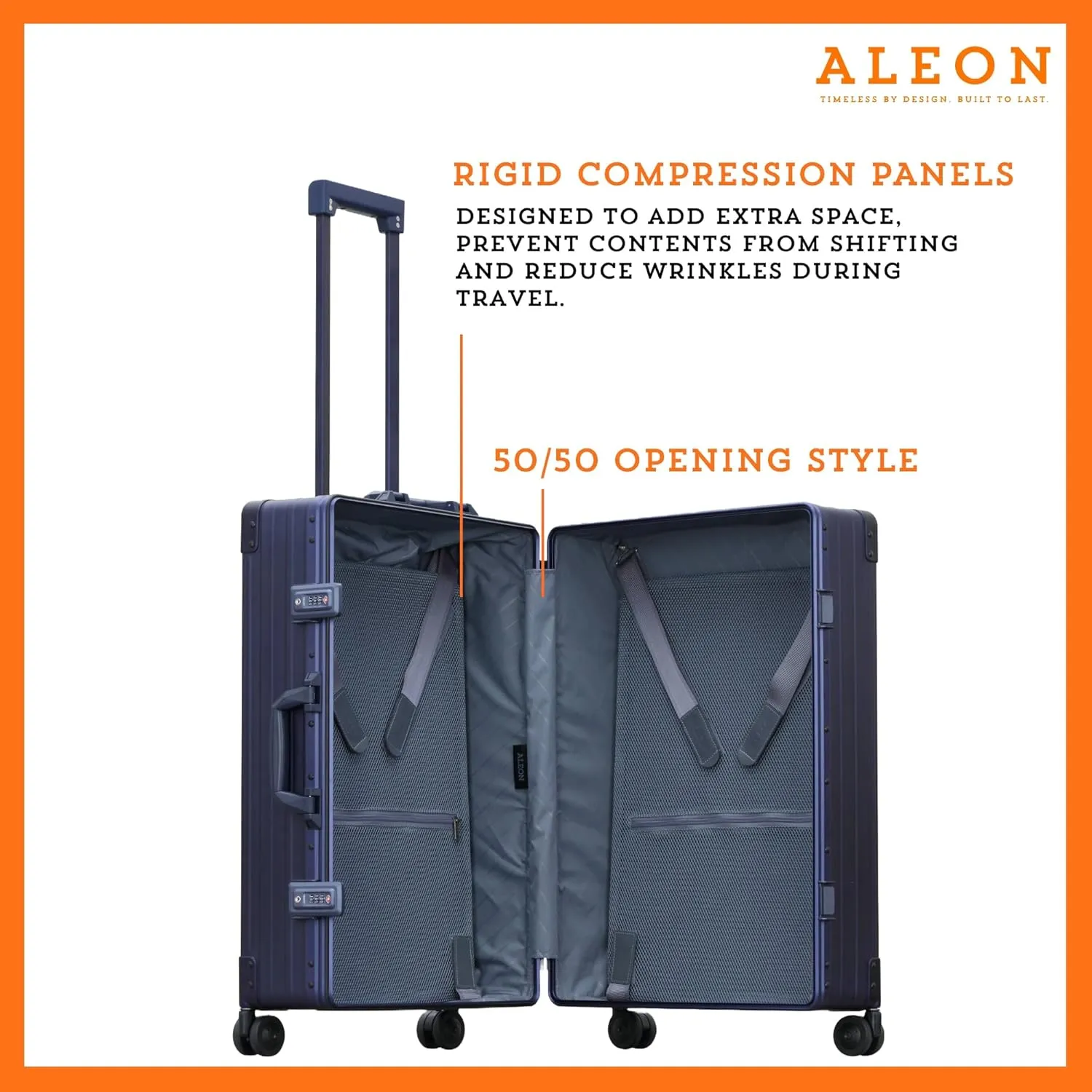All Aluminum Lightwieght 26" Carry-On Luggage - Hardside Carry-On Suitcase, TSA Approved, Hard Shell Suitcase for Travel, Airline Approved Hard Spinner Wheels Luggage (Sapphire)