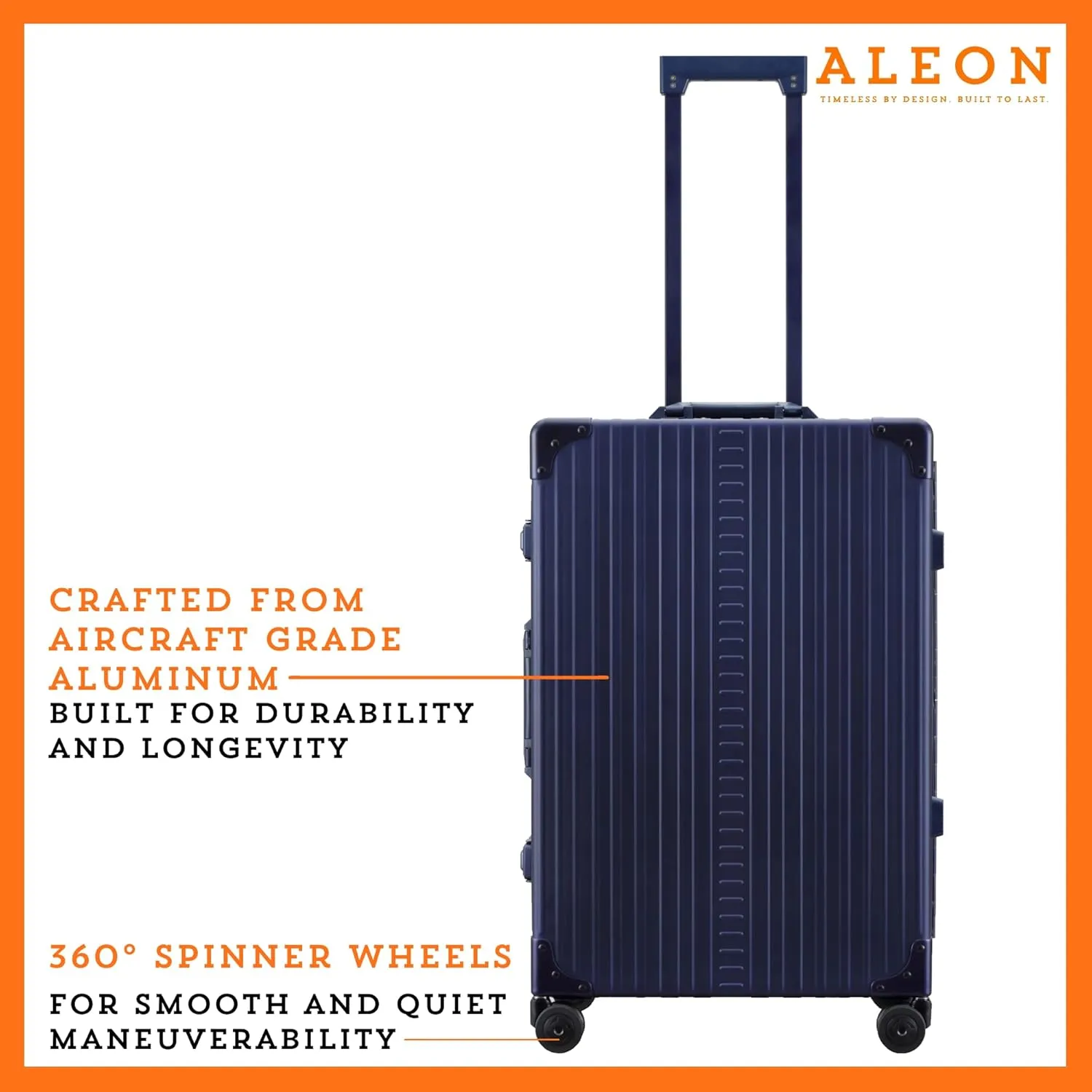 All Aluminum Lightwieght 26" Carry-On Luggage - Hardside Carry-On Suitcase, TSA Approved, Hard Shell Suitcase for Travel, Airline Approved Hard Spinner Wheels Luggage (Sapphire)