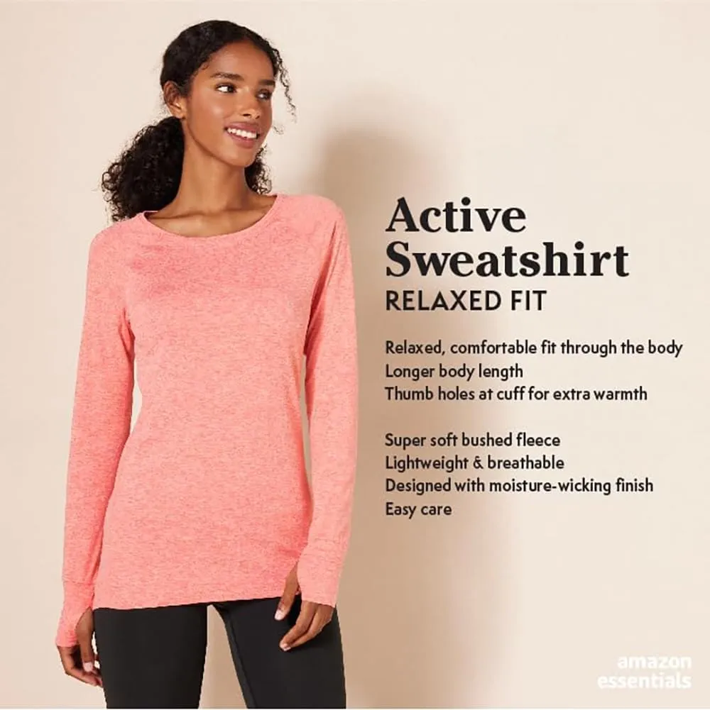 Amazon Essentials Women's Brushed Tech Stretch Long-Sleeve Crewneck Shirt (Available in Plus Size)