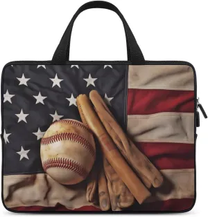 American Flag BaseballLaptop Bag Laptop Case Computer Notebook Briefcase Messenger Bag with Adjustable Shoulder Strap 15.6 Inch