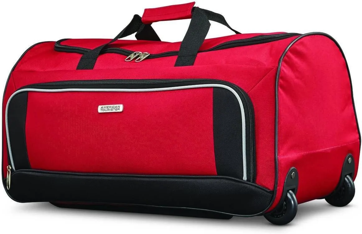 American Tourister Fieldbrook XLT Softside Upright Luggage, Red/Black, 4-Piece Set (BB/DF/21/25)