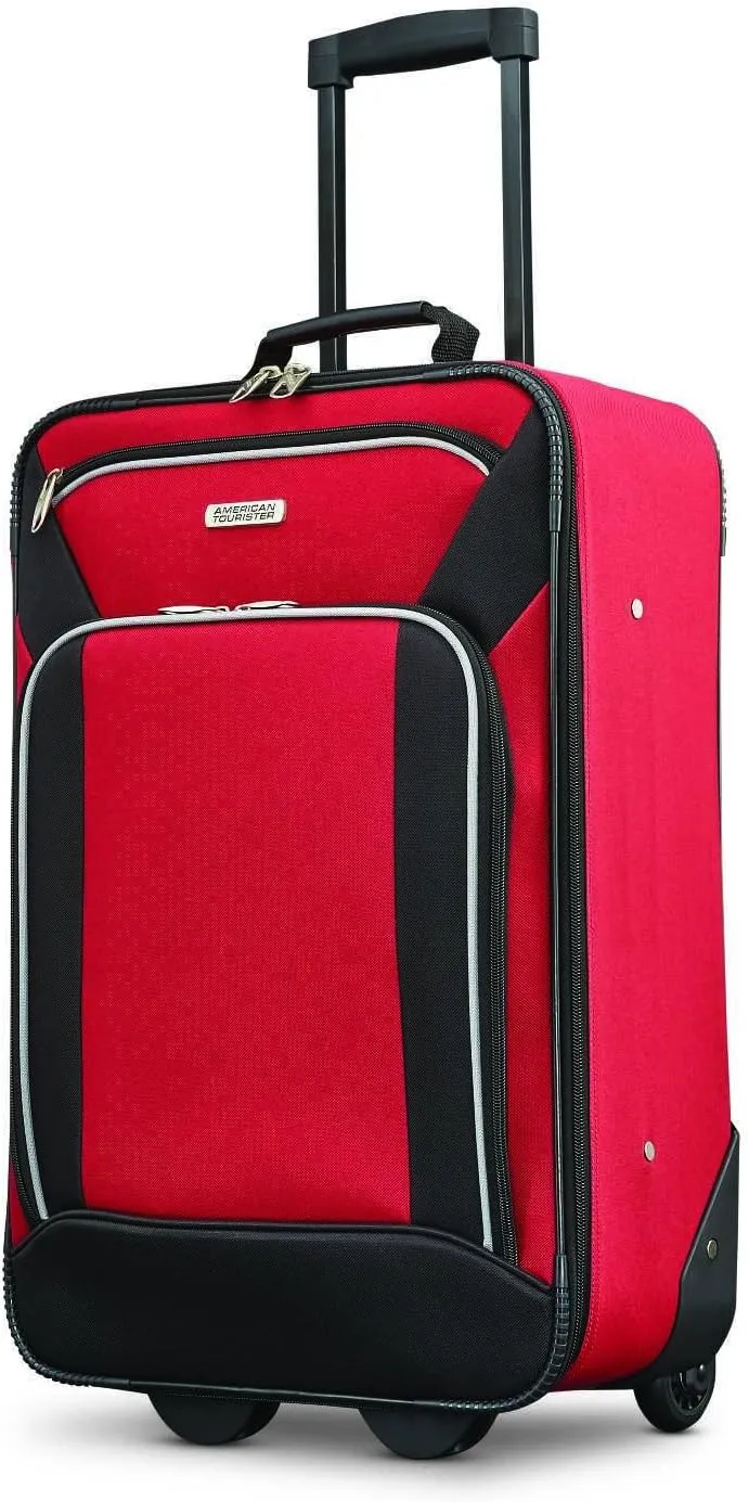 American Tourister Fieldbrook XLT Softside Upright Luggage, Red/Black, 4-Piece Set (BB/DF/21/25)
